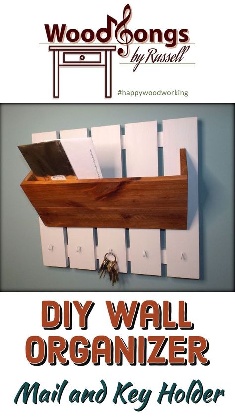 Let us show you how to build a mail and key holder from pallet wood. This diy wall organizer is a reclaimed wood project perfect for the beginning woodworker. This piece of farmhouse decor is beautiful and functional and would look great in an entryway or hallway. mail organizer diy | woodworking projects to sell #diy #entryway #farmhousestyle Key Holder Entryway, Diy Mail Organizer, Diy Mail, Mail And Key Holder, Diy Woodworking Projects, Organizer Diy, Diy Entryway, Wall Organizer, Woodworking Projects That Sell