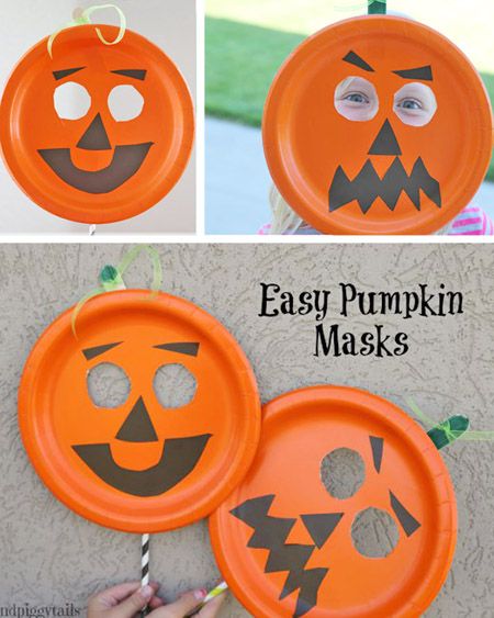 Elementary Halloween Crafts, Halloween Mask Craft, Paper Plate Pumpkin, Halloween Masks Kids, Pumpkin Crafts Preschool, Preschool Halloween Party, Diy Halloween Masks, Halloween Crafts To Sell, Mask Paper