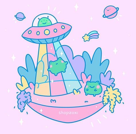 Pastel Galaxy, Alien Drawings, Note Doodles, Cute Alien, Sticker Inspo, Alien Art, Kawaii Aesthetic, Kawaii Drawings, Kawaii Art