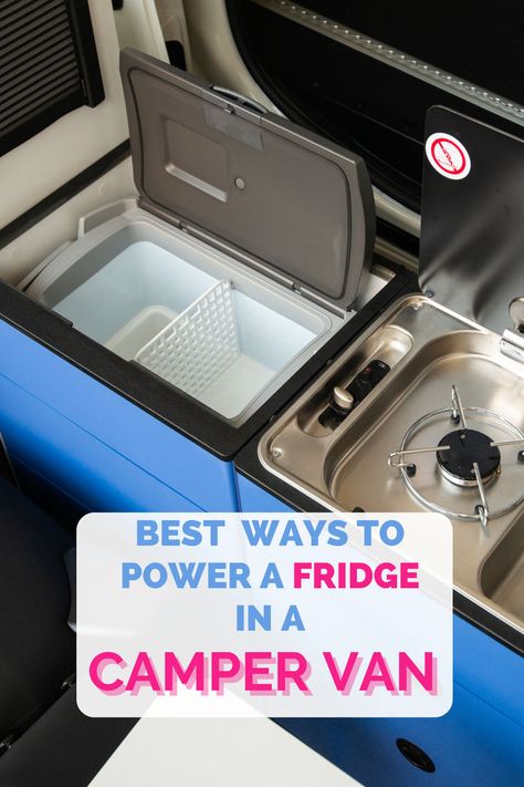 Here are some of the best ways to power a camper van fridge. You can use large fridges in a van too! You just have to have the right setup. Camper Van Fridge, Van Fridge, Small Pop Up Campers, Camper Fridge, Refrigerator Ideas, Large Fridge, Vans Top, Build A Camper Van, Build A Camper