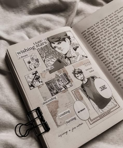 Manga Journal Ideas, Manga Journal, Anime Journal, Bulletin Journal Ideas, Kpop Journal, Bullet Journal Aesthetic, Art Journal Therapy, Bullet Journal Design Ideas, Bullet Journal Themes