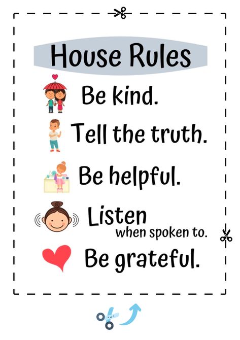 Rules For Kids At Home, Home Rules For Kids, Simple Family House, Kids House Rules, House Rules For Kids, My House Rules, Christian Family Rules, Grade School Activities, Family Rules Printable