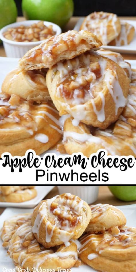 Puff Pastry With Apples, Crescent Roll Snacks, Easy Puff Pastry Desserts, Cream Cheese Puffs, Recipes Using Crescent Rolls, Apple Dessert Recipes Easy, Crescent Roll Dessert, Cream Cheese Puff Pastry, Cream Cheese Pinwheels