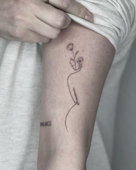 Tiny Feminist Tattoo, Feminist Flower Tattoo, Silhouette Tattoos, Female Tattoo, Woman Silhouette, Line Tattoos, Infinity Tattoo, Geometric Tattoo, I Tattoo