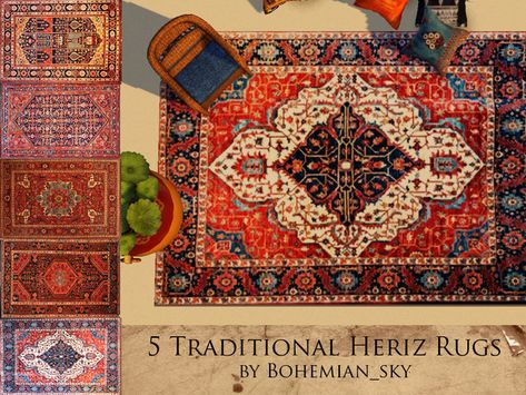 Bohemian_sky's Traditional Heriz Rug Sims 4 Indian Furniture Cc, Sims 4 Cc Spanish Furniture, Sims 4 Spanish Cc, Sims 4 Cc Bohemian Furniture, Moroccan Sims 4 Cc, Sims 4 Russian Cc, Sims 4 Maximalist Cc, Sims 4 Cc Moroccan Furniture, Sims4 Cc Tapestry