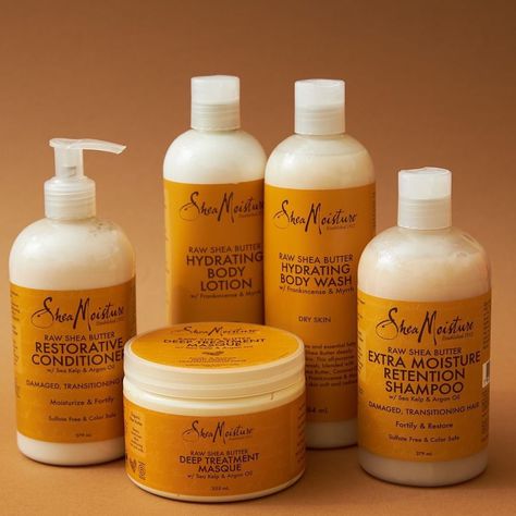 Introducing the Shea Moisture Raw Shea Butter collection perfect for fortifying damaged hair and adding that extra moisture it needs. - Available online at Wigoos.com Shea Moisture Lotion, She’s Moisture, Shea Moisture Hair Products, Shea Butter Aesthetic, Shea Butter Hair Moisturizer, Shea Butter For Hair, Shea Moisture Raw Shea Butter, Shea Butter Products, Shea Butter Shampoo