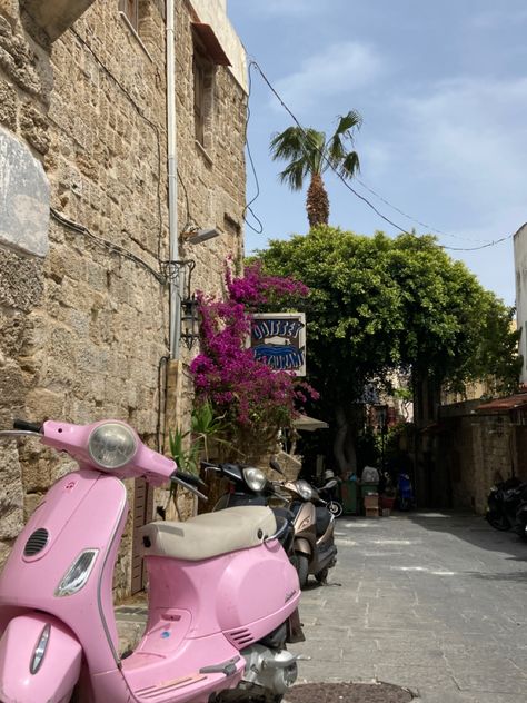 Greece Rhodes Aesthetic, Grece Aesthetic, Rhodes Aesthetic, Summer In Greece Aesthetic, Rhodes Greece, Pink Vespa, Greece Rhodes, Coconut Dream, Greek Isles