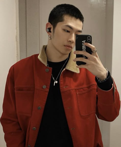 Korean Buzzcut, Buzzcut Asian Men, Buzzcut Reference, Asian Guy Fashion Aesthetic, Y2k Mens Fashion Asian, Buzzcut Model Male, Long Buzz Cut, Men Styl, Men Aesthetic Outfits