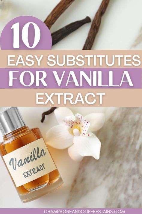 Run out of vanilla extract? No problem! Here are 10 easy swaps for vanilla extract you can use in any recipe Flavored Extracts, Desserts Without Vanilla Extract, Cookie Recipe Without Vanilla Extract, Baking Recipes Without Vanilla Extract, Uses For Vanilla Extract, Dessert Recipes Without Vanilla Extract, Cookies Without Vanilla Extract, Vanilla Substitute In Baking, Substitute For Vanilla Extract