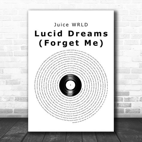 Juice WRLD Lucid Dreams (Forget Me) Vinyl Record Decorative Wall Art Gift Song Lyric Print Lyrics On Canvas, Wedding Song Lyrics, Song Lyric Posters, Music Art Print, Song Lyrics Art, Song Lyric Print, Personalized Picture Frames, Song Lyric Quotes, Lyric Art