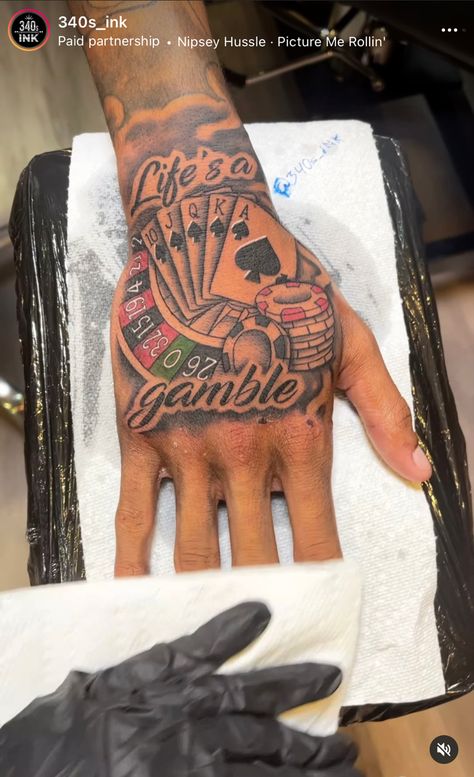 Hand Tattoo Ideas For Men Black, Hand Tattoos For Females, Hood Tattoo For Men Neck, Hood Tattoo For Men Hand, Life’s A Gamble Hand Tattoo, Throat Tattoo Words, Play For Keeps Tattoo Men, Gangsta Neck Tattoo, Red Hand Tattoo Men