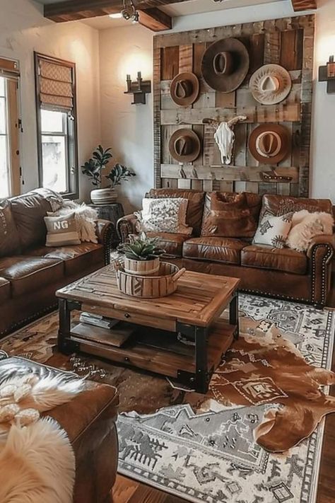 Southern Texas Home Decor, Western Boho Living Room Paint Colors, Rustic Formal Living Room Ideas, Western Chic Decor Ranch, Vintage Country Decor Living Room, Boho Western Wall Decor Ideas, Interior Country Style, Simple Western Living Room Ideas, Western House Aesthetics