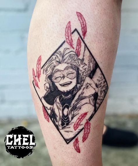 Hawks Mha Tattoo Ideas, Anime Tattoos Mha, Mha Hawks Tattoo, Hawks Tattoo Ideas, Amine Tattoos, Todoroki Tattoo, Hawks Tattoo, Explosion Tattoo, My Hero Academia Tattoo