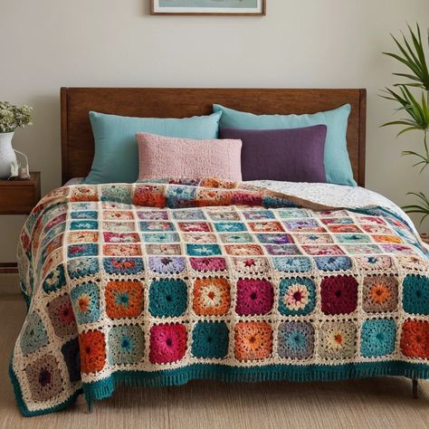 Crochet blankets are a delightful way to combine creativity with comfort. Whether you’re crafting a cozy throw for those chilly evenings or designing a decorative piece to brighten up your home, crocheting blankets is a rewarding and enjoyable hobby. With endless patterns and designs to choose from, crochet blankets offer a personal touch, making them ideal gifts or stylish additions to your space. Crochet Comforter, Crochet Reusable, Unique Crochet Blanket, Crochet Bed, Bags Crochet, Crocheted Blanket, Blanket Ideas, Creative Crochet, Stylish Sweater