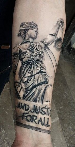 And Justice For All Tattoo, Lady Justice Tattoo, Metal Tattoos, Rock Tattoos, Iron Maiden Tattoo, Metallica Tattoo, Rip Tattoos For Mom, Justice Tattoo, Siren Tattoo