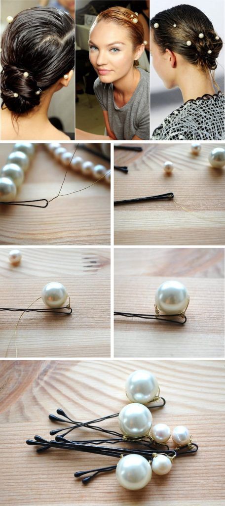 Pasadores para el cabello. Diy Pearl Bobby Pins, Diy Pearl Hair Pins, Unique Hair Accessories Diy, Wire Hair Pins Diy, Fancy Hair Pins, Hair Bobby Pins Styles, Diy Cute Hair Accessories, How To Make Hair Pins, Pearl Bobby Pins Hairstyle