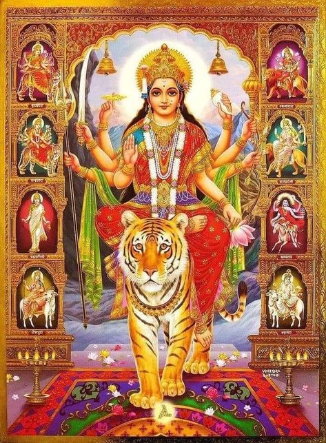 Nava Durga, Kali Hindu, Durga Picture, Durga Painting, Happy Navratri Images, Shakti Goddess, Shiva Parvati Images, Durga Images, Shri Ram Photo