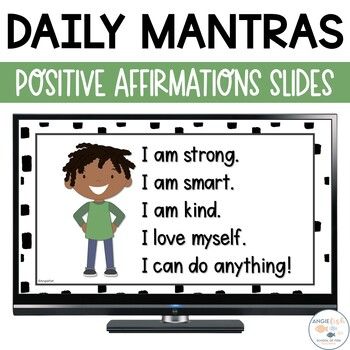 Daily Affirmations: Give your students confidence and a growth mindset with these positive affirmation and mantras slides! The perfect chants to use as part of your morning meeting, these daily affirmations will benefit the social-emotional development of your entire class! Positive self-talk is a wonderful gift you can give to your students.What do you get?PowerPoint slideshow with 50 affirmationsLink to the Google Slides version includedMatching coloring pages you can use as a follow-up8 blank Preschool Morning Mantra, Daily Affirmation For Students, Class Affirmation Chant, Preschool Affirmations, Students Affirmations, Bulletin Board Sayings, Community Circle, Classroom Corner, Beach Classroom