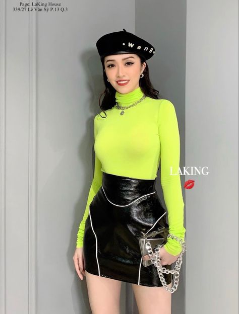 Neon Party Outfit Ideas, Neon Outfits Party Night, Neon Outfits Party, Outfits Party Night, Neon Party Outfits, Neon Green Outfits, Lime Color, Leather Outfits, Neon Outfits