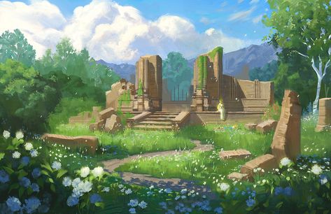 2024 Sketchbook, Arte Do Kawaii, Landscape Concept, 다크 판타지, Zelda Art, Legend Of Zelda Breath, Fantasy Places, Zelda Breath, Fantasy Art Landscapes