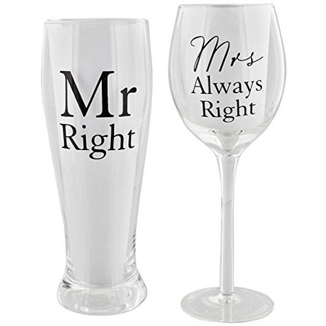 Amore Mr Right and Mrs Always Right by Amore Pint & Wine ... https://www.amazon.co.uk/dp/B00OXVV3WQ/ref=cm_sw_r_pi_dp_VnILxbVHT6WKC Wedding Pint Glasses, Mr Right Mrs Always Right, Wedding Gift Items, Mrs Always Right, Box Wine, Drinking Gift, Wedding Gift Set, Tv Gift, Funny Gifts For Him