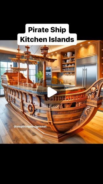 133K views · 5.6K likes | Inspiring Designs on Instagram: "These pirate ship kitchen islands would be epic to have in your home! 💀🏴‍☠️☠️ #pirates #woodworking #kitchendesign #kitchenremodel #interiordesign" Kitchen Islands, Bar Ideas, Pirate Ship, Dream Rooms, Rustic Kitchen, Kitchen Remodel, Kitchen Island, Kitchen Design, Kitchens