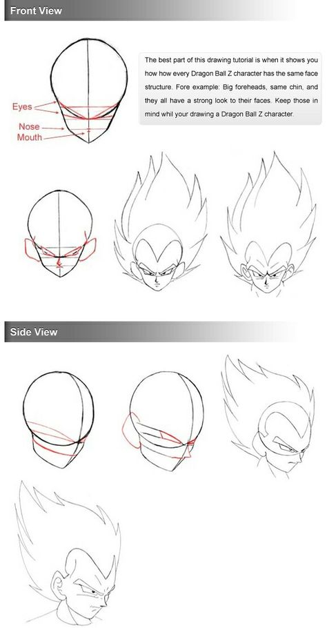 Dbz Drawing Tutorial, Dragon Ball Z Characters Drawing, Dragon Ball Z Doodles, Dbz Drawings Sketches Design Reference, Vegeta Face Drawing, Dbz Face Reference, Dbz Reference Drawing, Dragonball Art Style, Dbz Art Style Tutorial