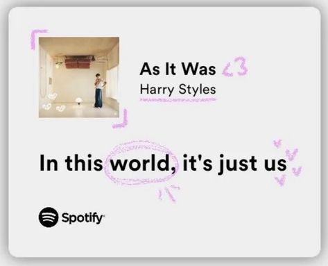 doodle cute pink aesthetic drawing in this world it’s just us <3 spotify Pink Aesthetic Drawing, As It Was Lyrics, Harry Styles As It Was, Cute Pink Aesthetic, Doodle Cute, Just Us, Lyrics Aesthetic, Film Inspiration, Music Heals