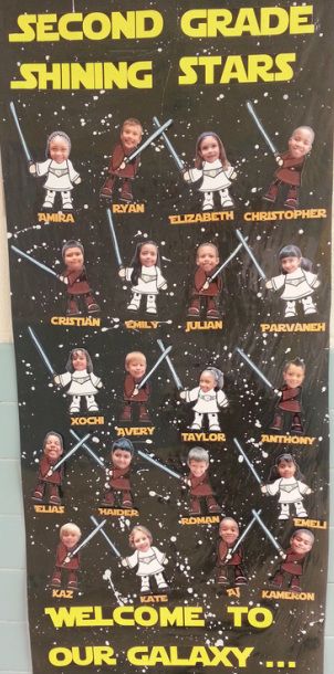 Star Wars Bulletin Boards Elementary, Star Wars Teacher Sign, Star Wars Door Decorations Classroom, Star Wars Name Tags, Star Wars Theme Classroom Ideas, Starwars Classroom Theme, Star Wars Door Decorations, Star Wars Classroom Door, Star Wars Classroom Decorations