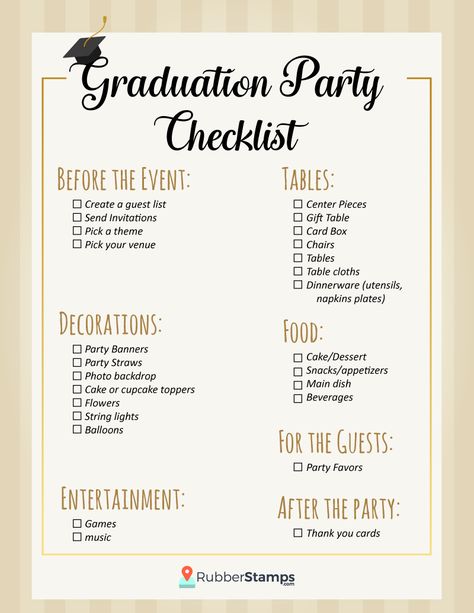 Grad Party To Do List, School Graduation Party Ideas, Farewell Games Ideas For Seniors Party, Graduation Party College Ideas, Graduation Party Essentials, Grad Party Planning Checklist, Fun Things To Do At Graduation Party, College Graduation Party Activities, Graduation Preparation List