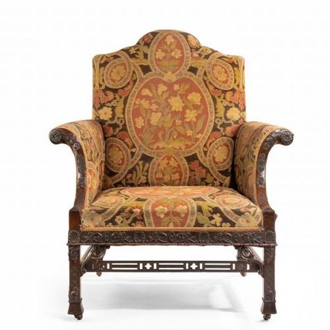 A late Victorian oversized arm chair in the Chippendale manner Wick Antiques Ltd Fancy Library, Victorian Armchair, Antiquing Furniture Diy, Modern Industrial Furniture, Chair Luxury, Oversized Armchair, Clutter Solutions, Painting Wooden Furniture, French Brocante