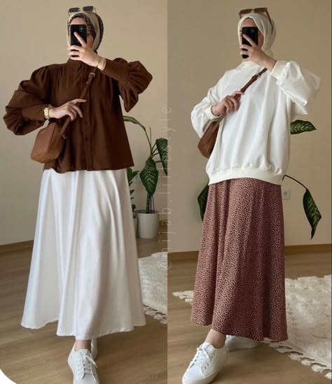 Hijab Skirt Outfit Casual, Outfit Hijab Casual Rok, Muslimah Fashion Casual, Outfits Muslim, Stylish Outfits Casual, Outfit Hijab Casual, Modest Casual Outfits, Muslim Outfits Casual, Hijabi Fashion Casual