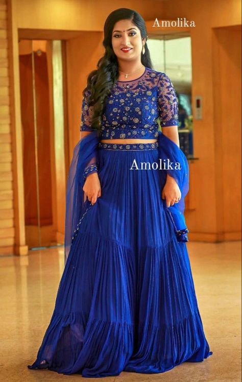 Long Skirt Top Designs, Top Lehenga, Lehenga For Girls, Party Wear Frocks, Silk Saree Blouse Designs Patterns, Long Skirt And Top, Dupatta Style, Blouse Designs High Neck, Crop Top Lehenga