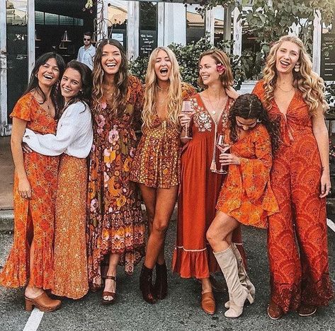 JUNE HIPPIE on Instagram: “Orange dresses collection by @ninelivesbazaar 🧡✨🧡✨🧡#bohemianstyle #bohemianfashion #bohemiandress #bohemianoutfit #bohostyle #bohofashion…” Moda Hippie, Orange Dresses, Mode Hippie, 70s Inspired Fashion, 70s Outfits, Estilo Hippie, Hippie Costume, Nine Lives, Mode Boho