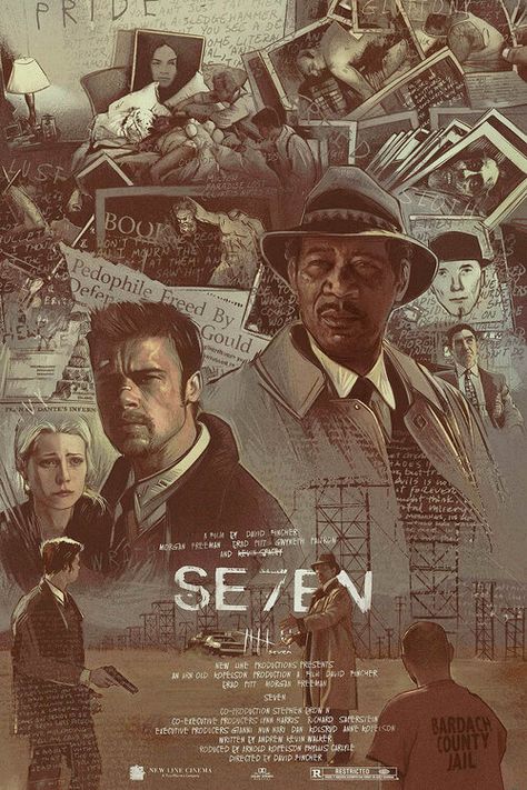 Seven (1995) [500 x 750] Film Seven, Seven Movie, Drama Poster, Series Posters, Film Posters Art, Iconic Movie Posters, Movie Artwork, Movies Posters, Best Movie Posters