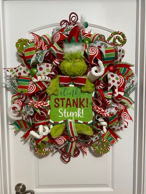 Grinch Wreaths Grinch Swags Grinch Decor Grinch - Etsy The Grinch Wreath, Grinch Christmas Wreath Ideas, Grinch Wreaths Christmas, Grinch Decor, Grinch Tree, Halloween Tree Decorations, Grinch Stuff, Grinch Crafts, Grinch Wreath