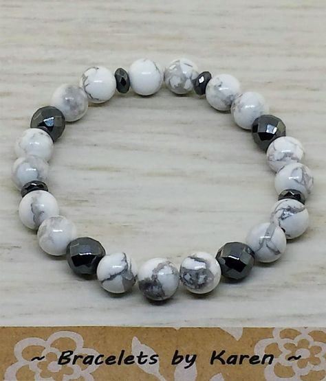 Marble Beaded Bracelets, Marble Bracelet Ideas, Hematite Beaded Bracelets With Natural Stones, Handmade Hematite Beaded Bracelets, Beaded Bracelets Marble, Bracelet For Boys, Shambala Bracelet, Hope Diamond, Marble Bracelet