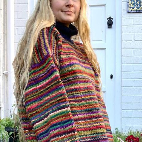 Eleanor on Instagram: "Sold 🌈

Handmade stripy jumper made from naturel wool. No size stated, I’d estimate that it’s a size XL. Measurements below. :) Shown on a size S, 5’4 height. In great condition. ✨

Pit to pit: 67cm
Length: 73cm
Sleeve: 52.5cm

Available until marked sold. You can see my other items in my two ‘Available’ story highlights.

All the knits are vintage so light wear is to be expected. Any obvious flaws will be noted in the description." Story Highlights, Sell Handmade, Jumper, Highlights, Product Description, Wool, Knitting, On Instagram, How To Wear