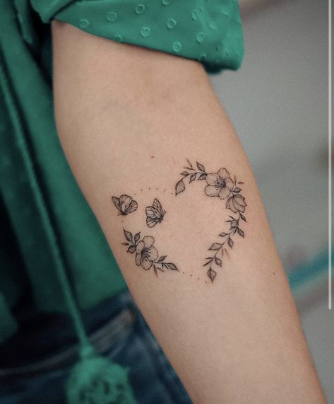 Heart Butterfly Tattoo, 86 Tattoo, Heart Flower Tattoo, Rose Heart Tattoo, Sunflower Tattoo Meaning, Tiny Butterfly Tattoo, Sunflower Tattoo Simple, Butterfly With Flowers Tattoo, Tiny Butterfly