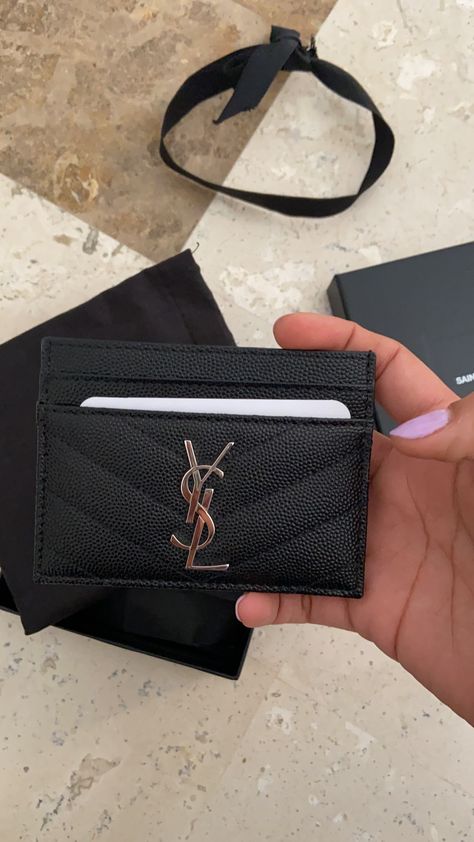 Ysl Card Case, Designer Card Holder Wallet, Cute Backpacks For Highschool, Ysl Card Holder, Luxury Birthday Gifts, Everyday Bag Essentials, Ysl Wallet, Wallet Luxury, Luxury Bags Collection