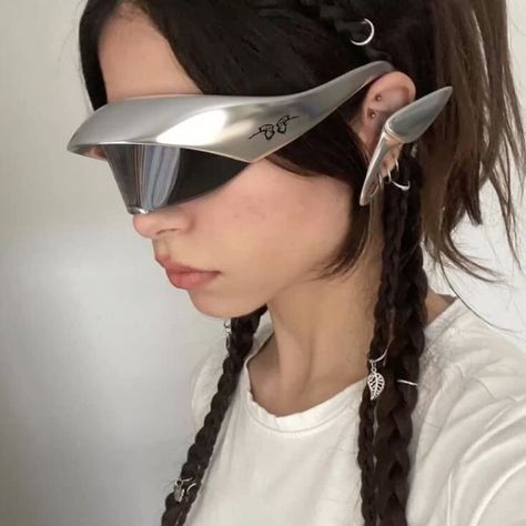 Balenciaga Moodboard, Racer Glasses, Cyberpunk Glasses, Cyberpunk Accessories, Futuristic Glasses, Headphones Aesthetic, Conceptual Fashion, Save Outfits, Concept Clothing