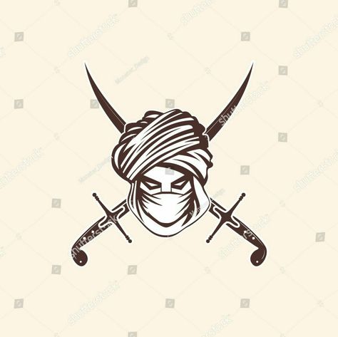 Arabian Warrior, Muslim Tattoos, Geometric Tattoo Stencil, Arabic Tattoo Design, Warrior Paint, Mobile Stickers, Face Stencils, Warriors Illustration, Architecture Concept Diagram