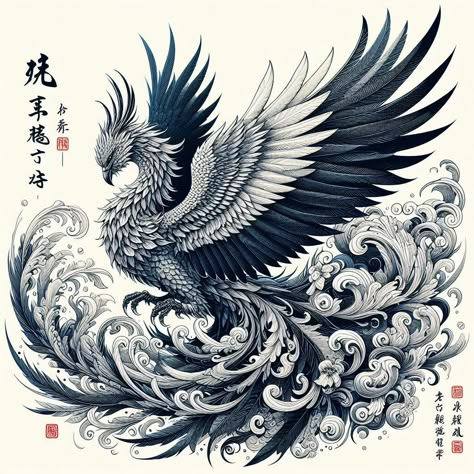 Vietnamese Phoenix Tattoo, Phoenix Japanese Tattoo, Japanese Bird Tattoo, Asian Tattoo Art, Myanmar Tattoo, Japanese Temple Tattoo, Drawings For Tattoos, Phoenix Tattoo Men, Crow Tattoos