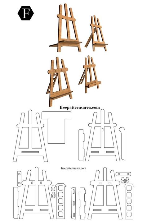 Free Easel Laser Cut Stand Templates. Download SVG, DXF, CDR Files Free Laser Engraving Files, Laser Engraving Svg Files Free, X Tool M1 Projects, Laser Projects Ideas, Dxf Files Free Download Laser, Laser Engraving Ideas Projects, Dxf Files Free Download, Free Cnc Files, Laser Cut Files Free