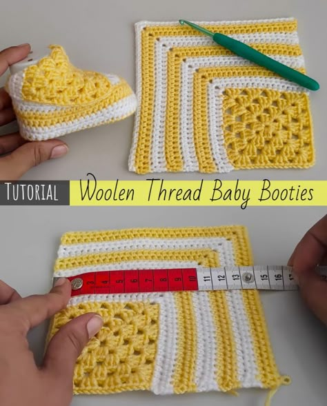 Crochet Woolen Thread Baby Booties Free Crochet Baby Booties Pattern, Crochet Baby Booties Free Pattern, Fancy Crochet, Baby Booties Free Pattern, Crochet Baby Booties Pattern, Baby Booties Knitting Pattern, Crochet Baby Boots, Crochet Baby Shoes Pattern, Baby Booties Pattern