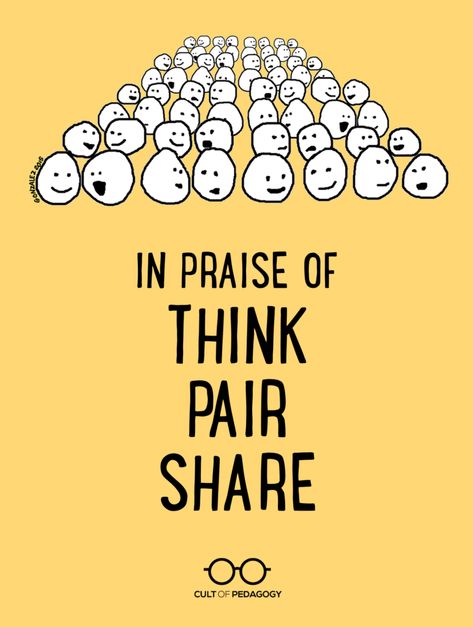 Celebrating Think-Pair-Share, the Little Strategy That Could, and sharing some best practices for making it work for you. | Cult of Pedagogy Think Pair Share, Cooperative Learning Strategies, Gifted Students, Brain Based Learning, Cult Of Pedagogy, Classroom Discussion, Picture Writing Prompts, Secondary Teacher, Instructional Strategies