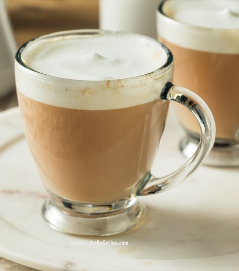 London Fog Tea Latte Recipe (Just 33 Calories!) | Lose Weight By Eating Low Calorie Espresso Drinks At Home, Low Cal Chai Tea Latte Starbucks, Iced London Fog Latte, London Fog Recipe, London Fog Tea Latte, London Fog Tea, Vegan Latte, 500 Calories Recipes, Best Starbucks Drinks