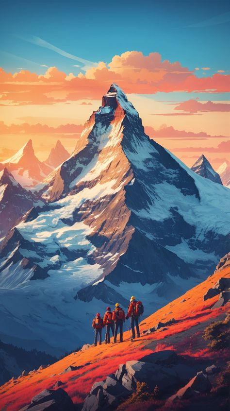 Mountain Vector Art, Flat Design Poster, Sunset Illustration, Cool Pictures For Wallpaper, Landscape Photography Nature, Long Shot, National Park Posters, Cool Wallpapers Art, Vector Art Illustration