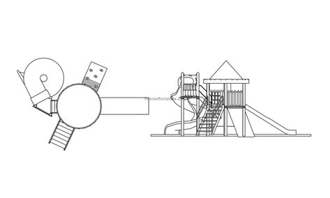 playground with spiral slide min scaled Playground Floor Plan, Spiral Slide, Pool Houses Plans, House Plans Design, Floor Plans House, Playground Flooring, One Storey House, Swimming Pool House, 2 Bedroom House Plans