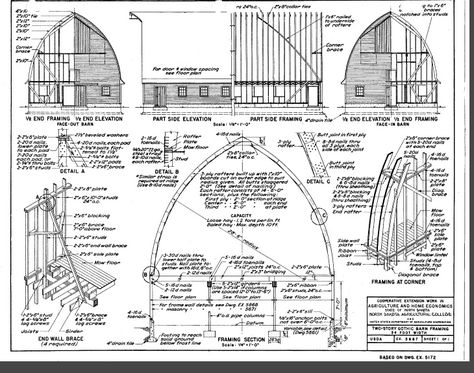 Gothic / Arched roof barn plan https://www.ag.ndsu.edu/aben-plans/5687.pdf Gothic Arch Cabin, Architecture Roof, Shed Floor Plans, Arched Cabin, Roof Truss Design, Arch Building, Gothic Arch, Barn Kits, Free Shed Plans